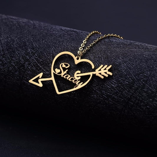 Customized Name With Arrow Love heart Necklace With Name & Pendants - The Jewellery House