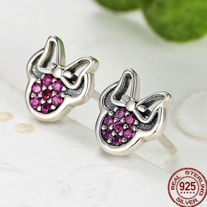 Silver Mouse Sparkling Stud Earrings -The Jewellery House