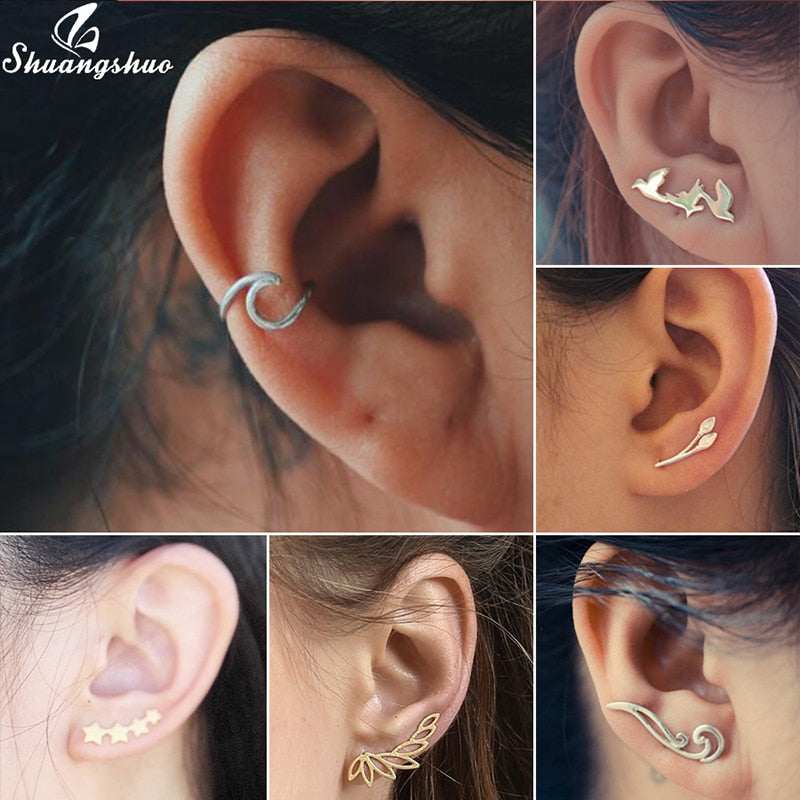 Leaf Stud Punk Earrings - The Jewellery House