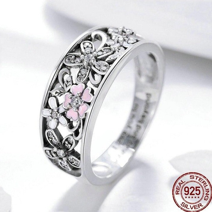 Silver Sparkling Cute Flower Rings - The Jewellery House