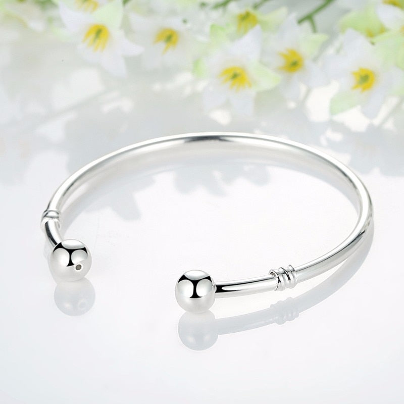 Silver color European Charm Bangle Bracelet -The Jewellery House