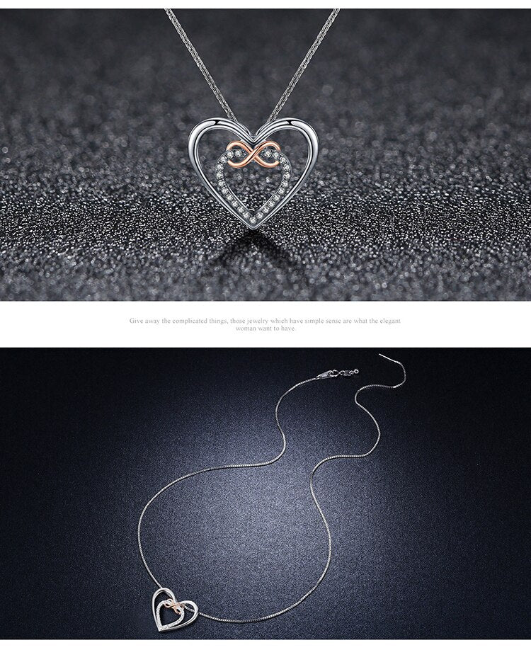 Silver Delicate Heart into Heart Shape Necklaces - The Jewellery House