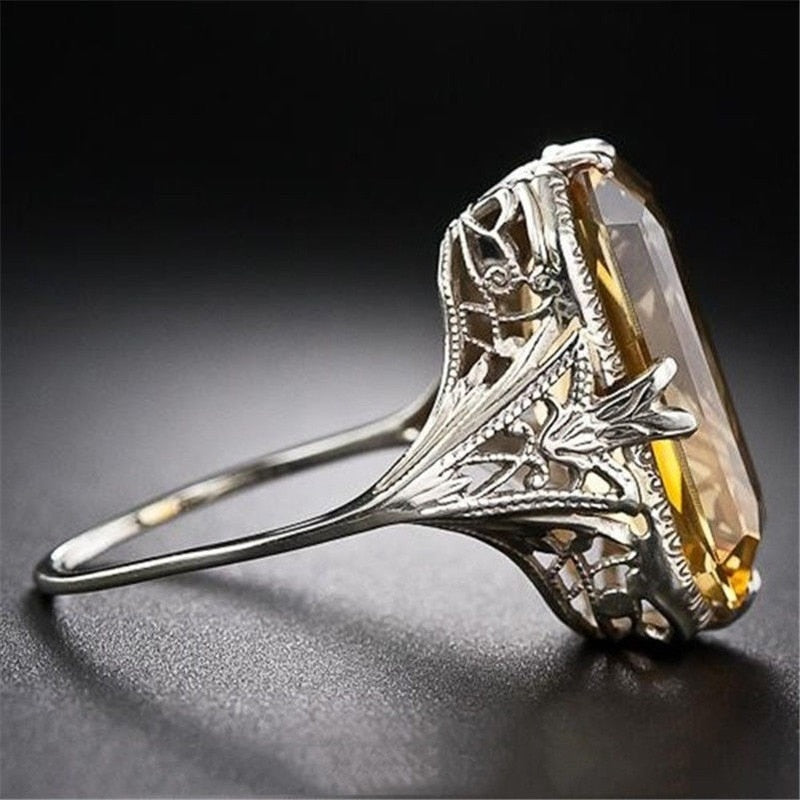 Silver hollowed-out Carved Engagement Rings - The Jewellery House