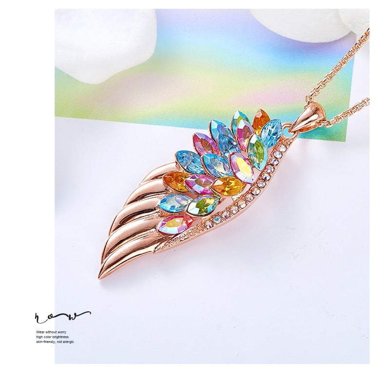 Phoenix Feather Swarovski Crystals Necklace - the jewellery house