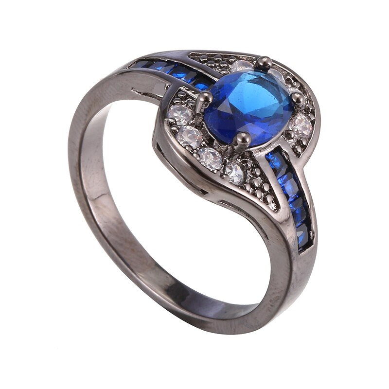 Royal Blue Crystal CZ Wedding Rings - The Jewellery House