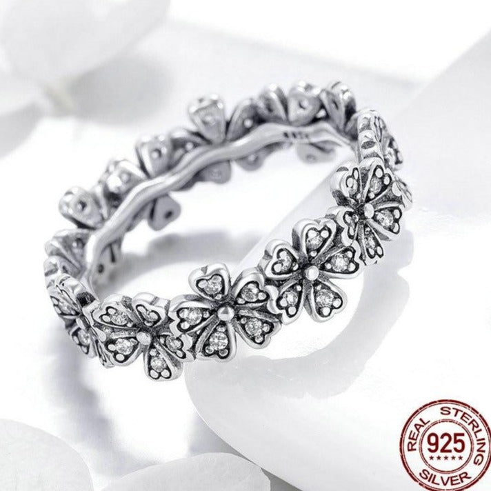 Daisy Floral Pure Silver Wedding Rings - The Jewellery Shop