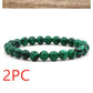 Classic Black Matte Green Malachite Bracelets Suitable Women Men Elastic Strand Jewelry