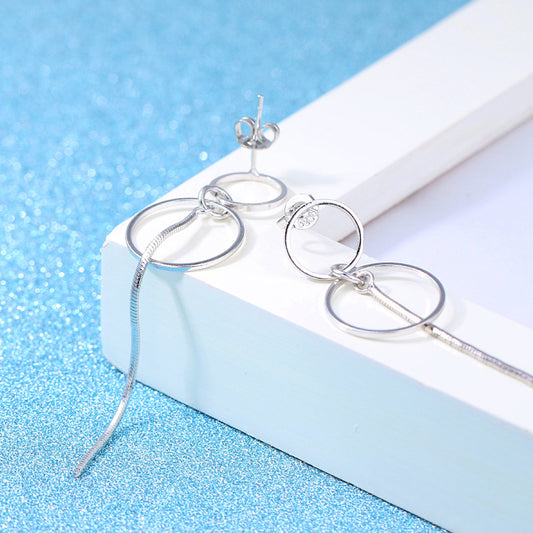 Simple pearl tassel earrings sterling silver earrings long earrings ear