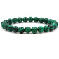 Classic Black Matte Green Malachite Bracelets Suitable Women Men Elastic Strand Jewelry