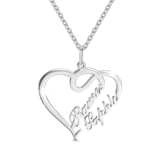 Double Heart Necklace Personalized Necklaces Pendant Gifts Stainless Steel For Women