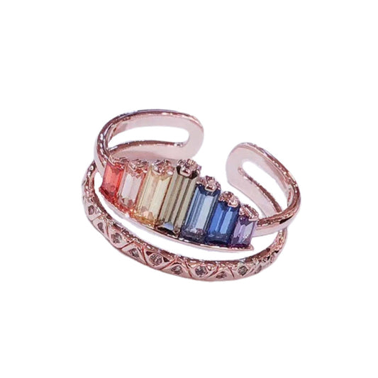Fashion Rainbow Micro Diamond Ring