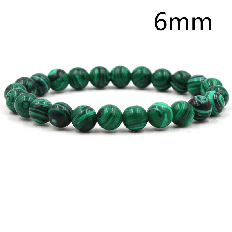 Classic Black Matte Green Malachite Bracelets Suitable Women Men Elastic Strand Jewelry