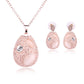 Two-piece Oval Opal Necklace And Earrings Jewelry Sets