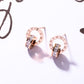 Stainless Steel Rose Gold Double Ring Stud Earrings