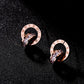 Stainless Steel Rose Gold Double Ring Stud Earrings