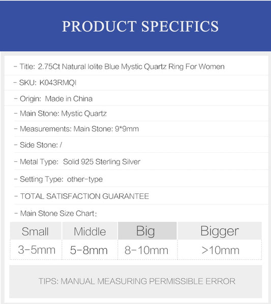 Mystic Natural Blue Topaz Sterling Silver Rings - The Jewellery House