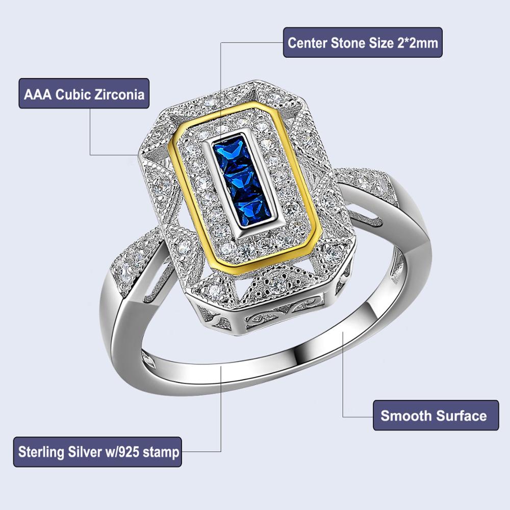 Cubic Zirconia 925 Sterling Silver White & Gold Blue Cocktail Ring - the jewellery house