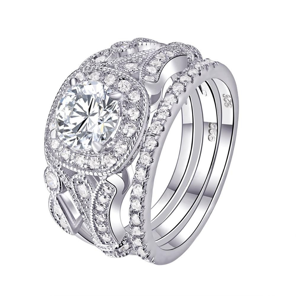 3 Pcs 1Ct Wedding CZ Ring Sets - the jewellery house