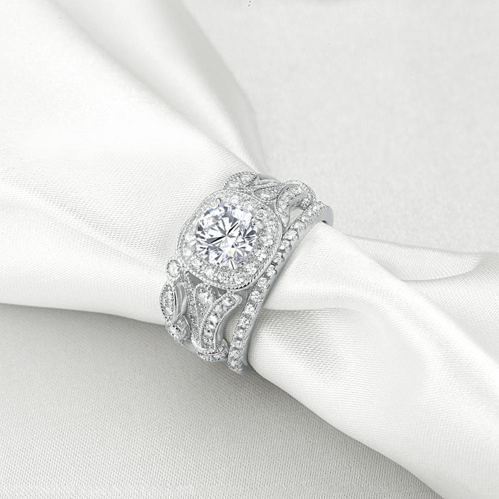 3 Pcs 1Ct Wedding CZ Ring Sets - the jewellery house