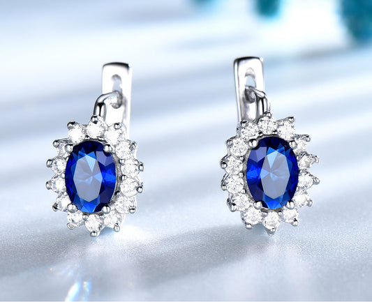 Silver Sapphire Clip Earrings Blue - the jewellery house