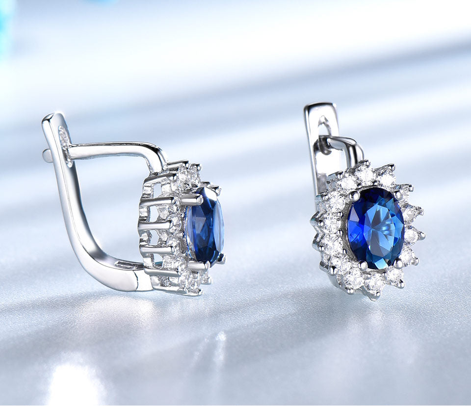 Silver Sapphire Clip Earrings Blue - the jewellery house