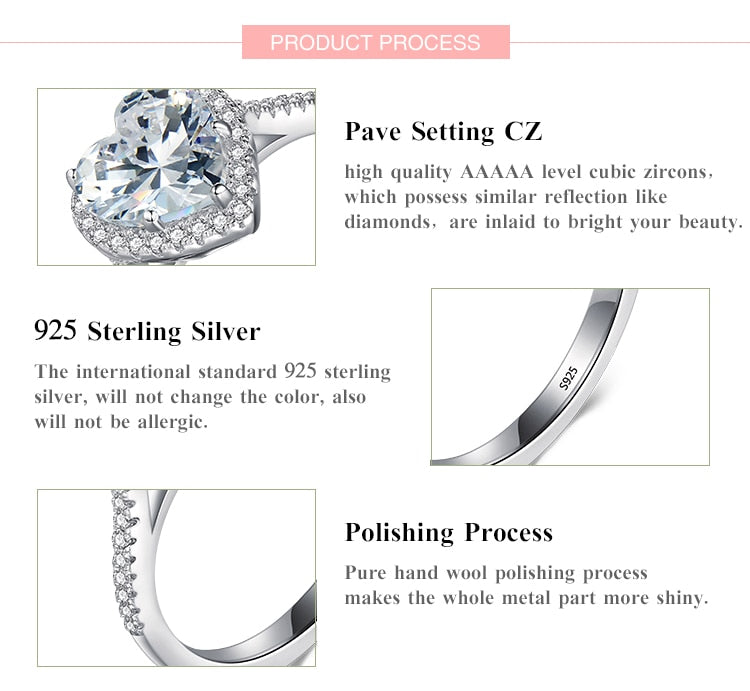 CZ Silver Heart shaped wedding Ring - The Jewellery House