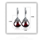 Round Garnet Drop Ruby Earrings Silver - The Jewellery House