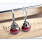 Round Garnet Drop Ruby Earrings Silver - The Jewellery House