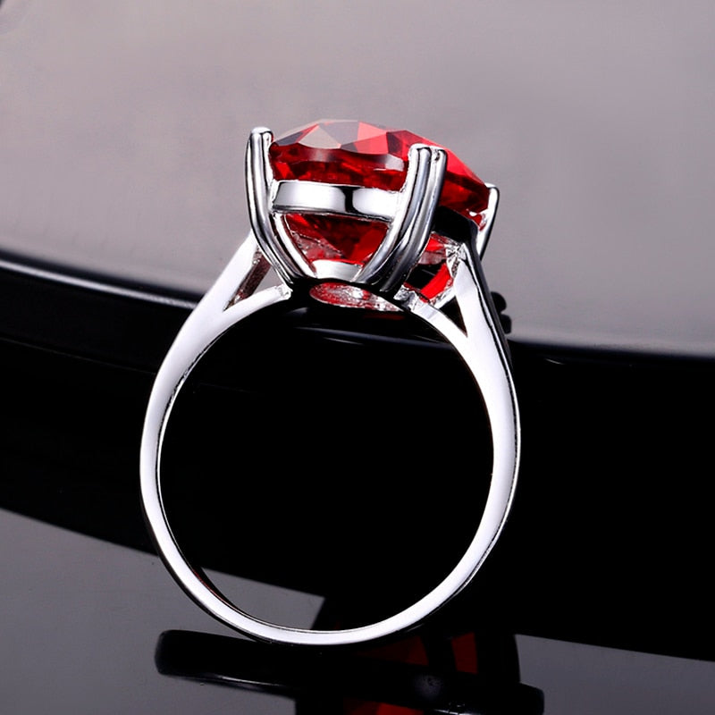 Silver Red Ruby Gemstone Engagement Rings - The Jewellery House