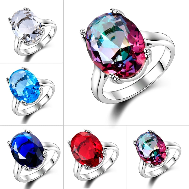 Silver Red Ruby Gemstone Engagement Rings - The Jewellery House