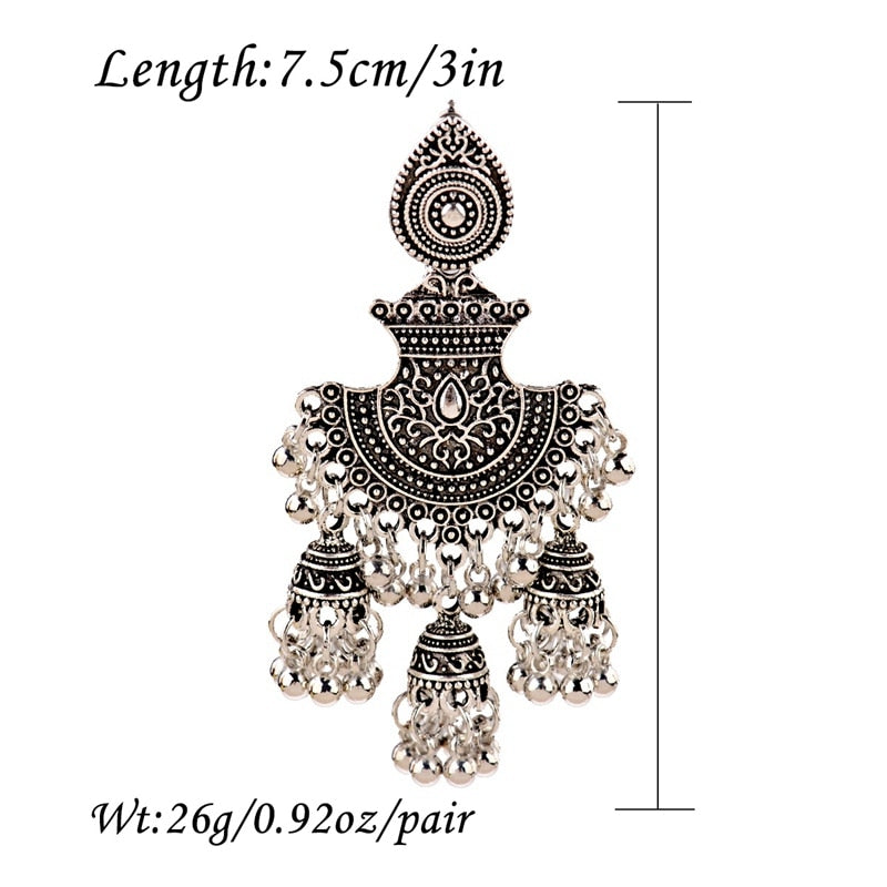 Jhumka Tassel Dangling Indian Bell Earrings - The Jewellery House