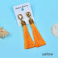 Red Black Square Cubic Zirconia Long Silk Tassel Earring - the jewellery house
