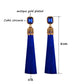Red Black Square Cubic Zirconia Long Silk Tassel Earring - the jewellery house