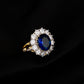 Romantic Luxury Golden Color With Big Oval Sapphire Ring With Diamonds - The Jewellery House