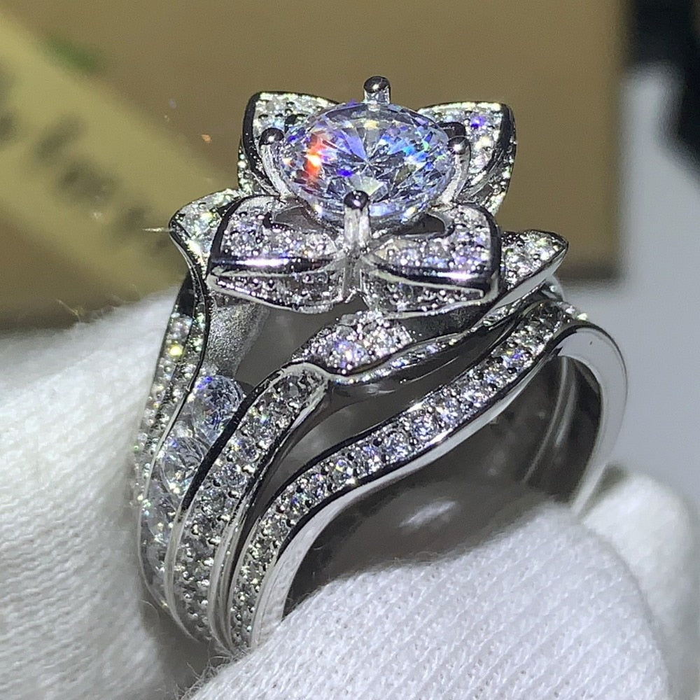 Sterling Silver CZ Round Diamond Wedding Rings - the jewellery house