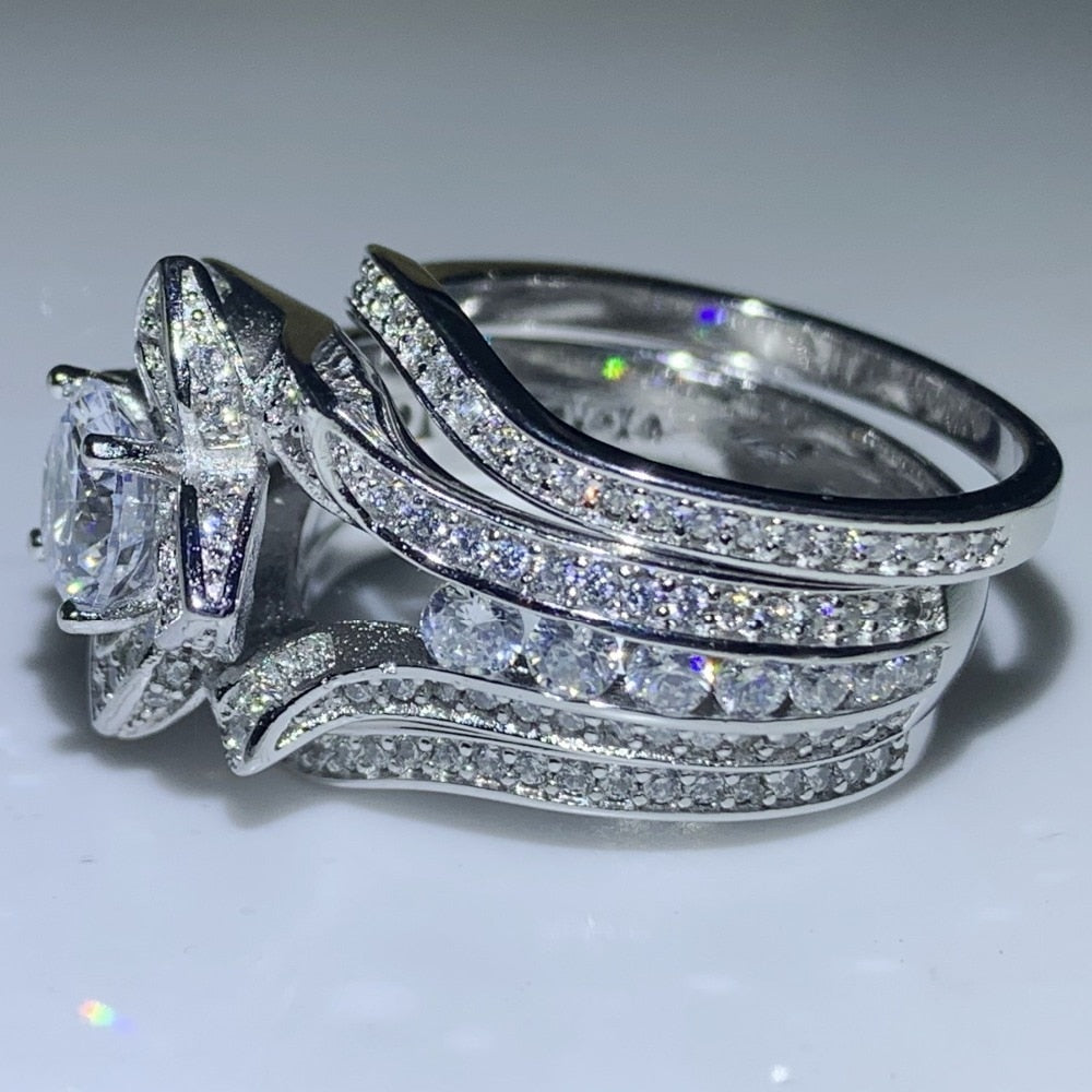 Sterling Silver CZ Round Diamond Wedding Rings - the jewellery house