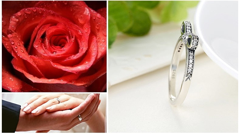 Silver Crystal Bow Knot Wedding Ring - The Jewellery House