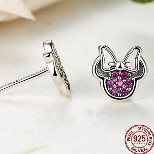 Silver Mouse Sparkling Stud Earrings -The Jewellery House