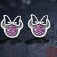 Silver Mouse Sparkling Stud Earrings -The Jewellery House