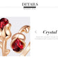Light Siam Crystals Rose Flower Ring - The Jewellery House
