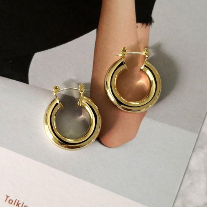 Open Round Thick Circle Hoop Earrings - The Jewellery House