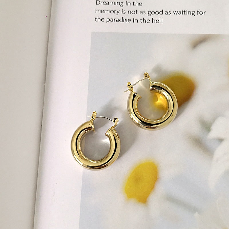 Open Round Thick Circle Hoop Earrings - The Jewellery House