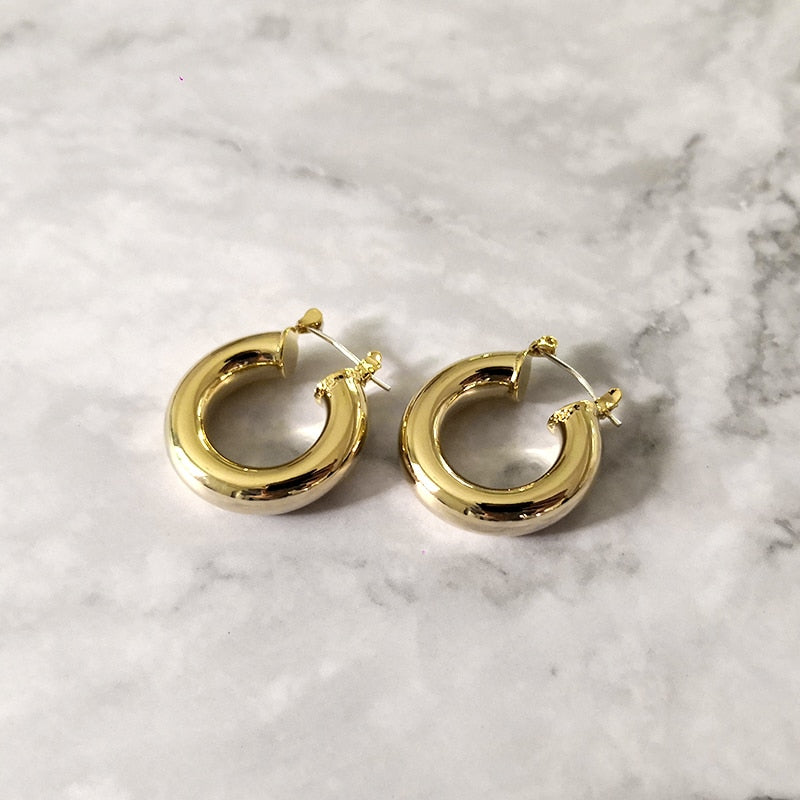 Open Round Thick Circle Hoop Earrings - The Jewellery House