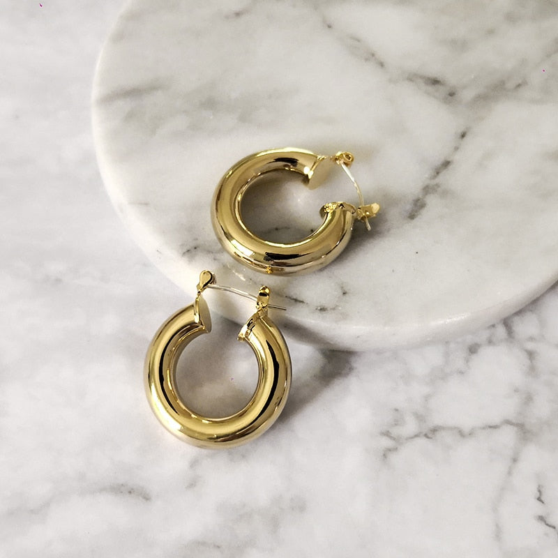 Open Round Thick Circle Hoop Earrings - The Jewellery House