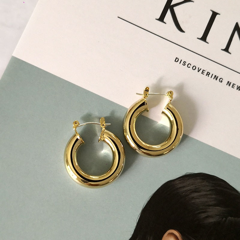 Open Round Thick Circle Hoop Earrings - The Jewellery House