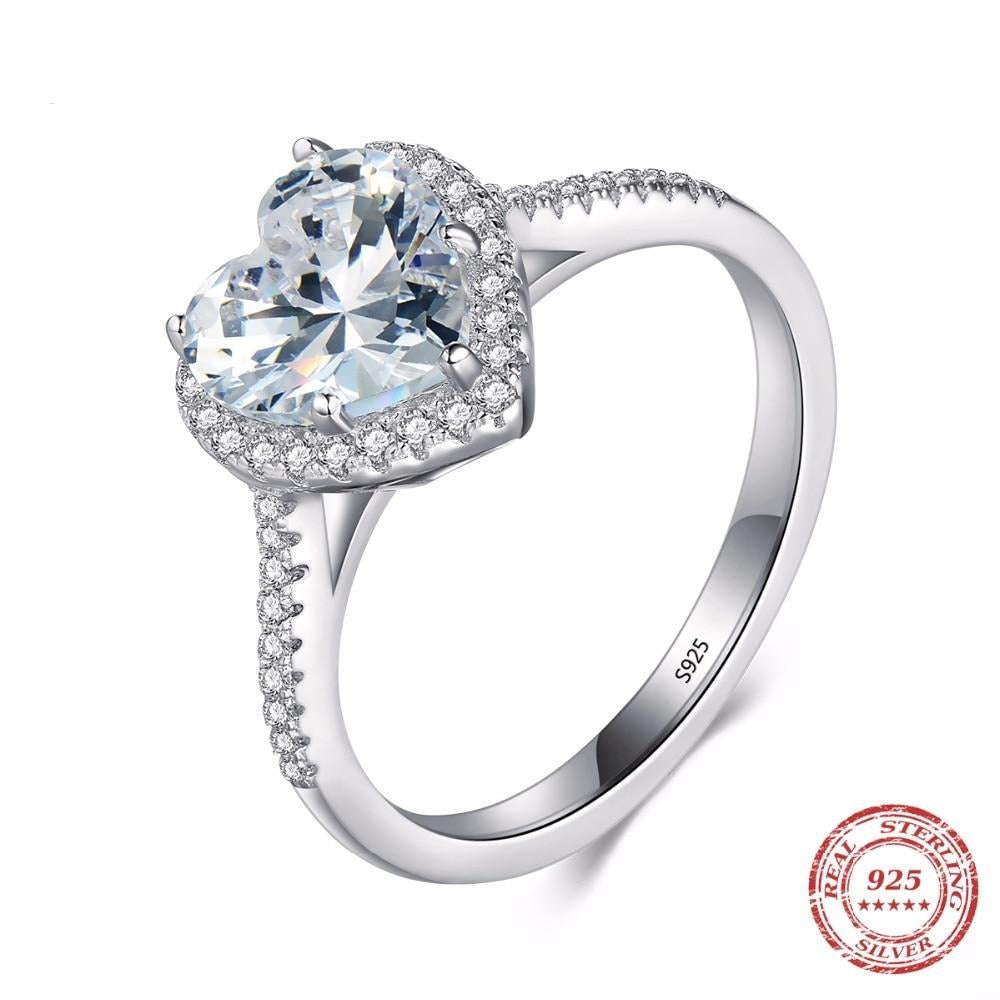 CZ Silver Heart shaped wedding Ring - The Jewellery House