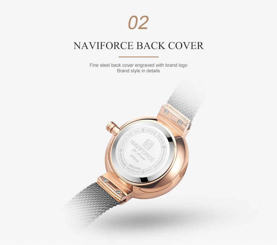 NAVIFORCE 3D Rose Fashion Ladies Watches for women - the jewellery house