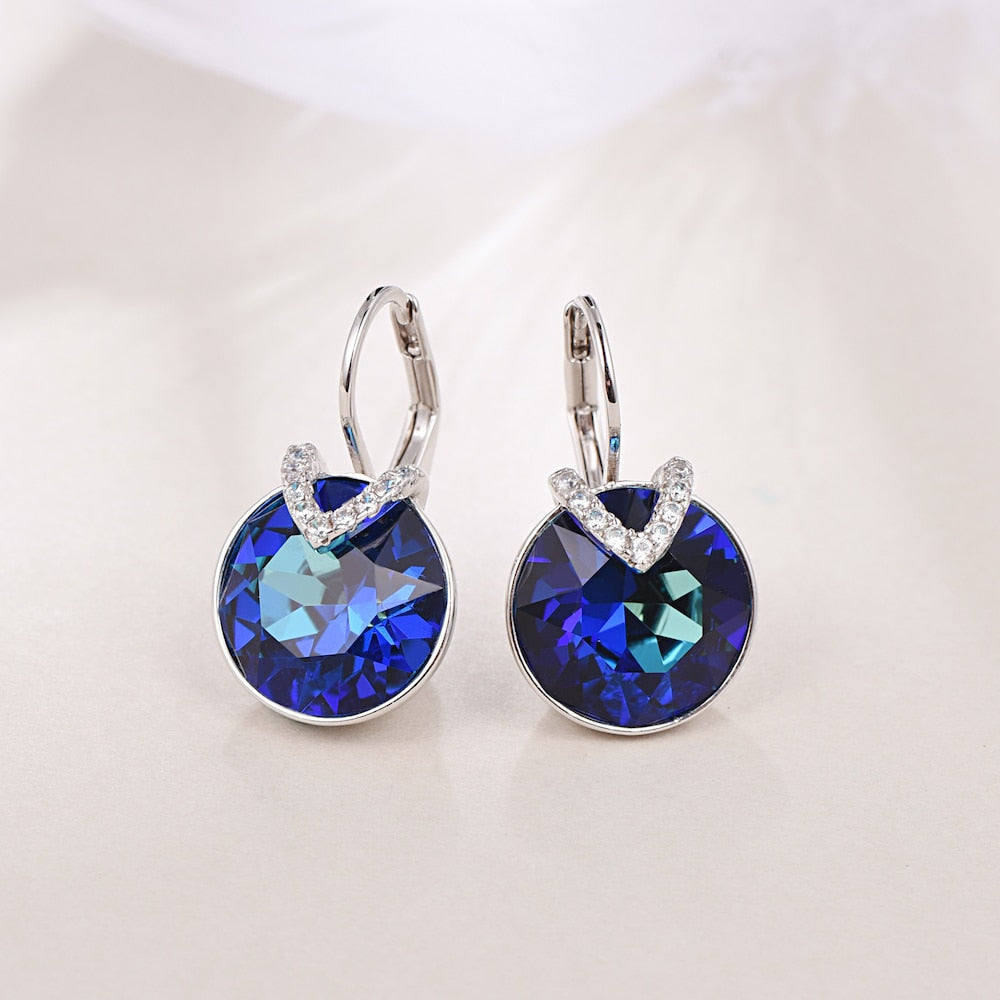 Crystals Swarovski Bella Earrings Blue V Stud Earrings - The Jewellery House