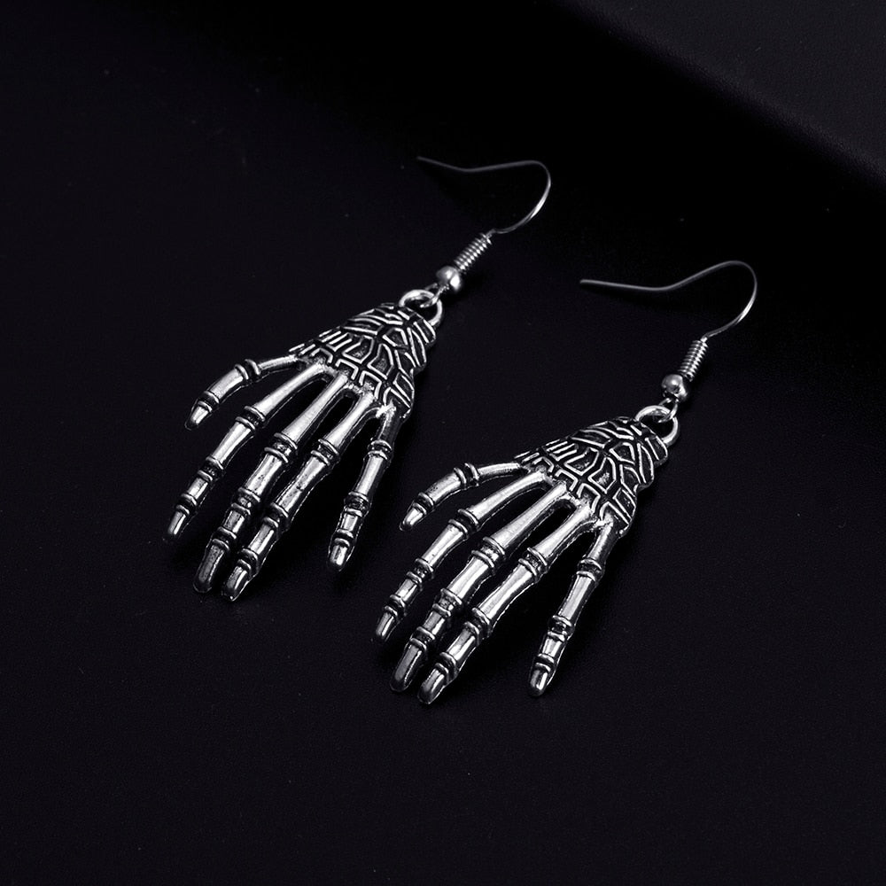 Skeleton Hand jewellery Dangle Silver Plated Earrings - The Jewellery House