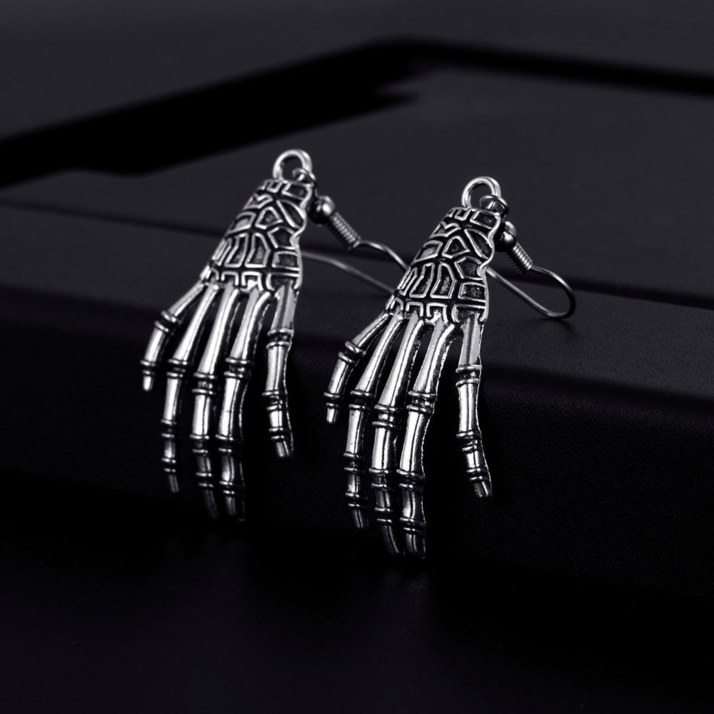 Skeleton Hand jewellery Dangle Silver Plated Earrings - The Jewellery House